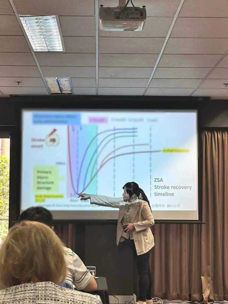Dr. Ru Shan Shy and Dr. Sheng Chun Chang leading a ZSA clinical stroke-training session, Australia, 2025